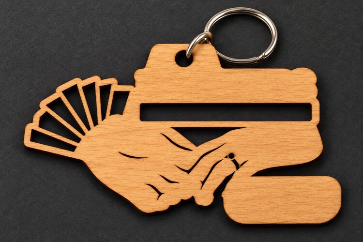 Custom Shape Holding Hands Art Deco Sunset Keychain Laser example image 1