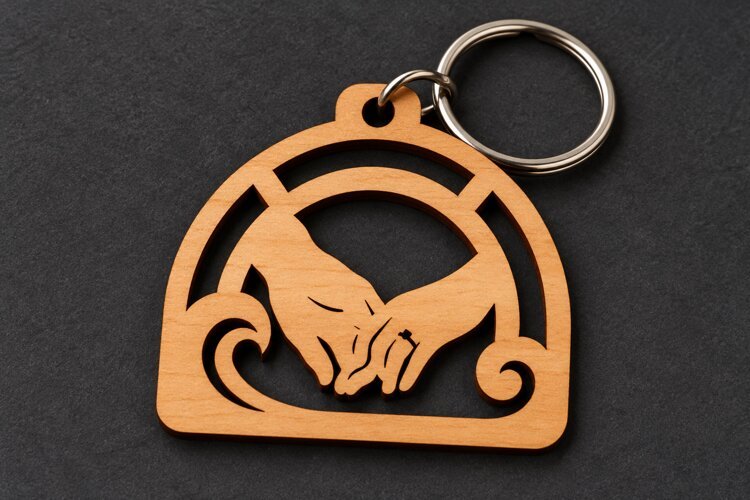 Arch Holding Hands Wave Beach Keychain Laser Cut SVG, Romant example image 1