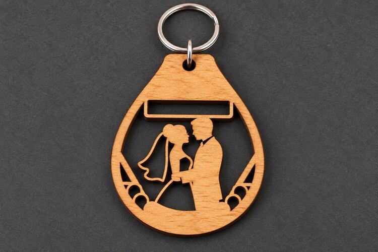 Teardrop Wedding Couple Floral Archway Keychain Laser Cut example image 1