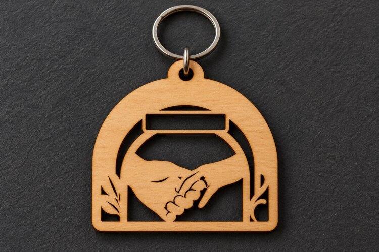 Arch Holding Hands Nature Foliage Keychain Laser Cut SVG example image 1