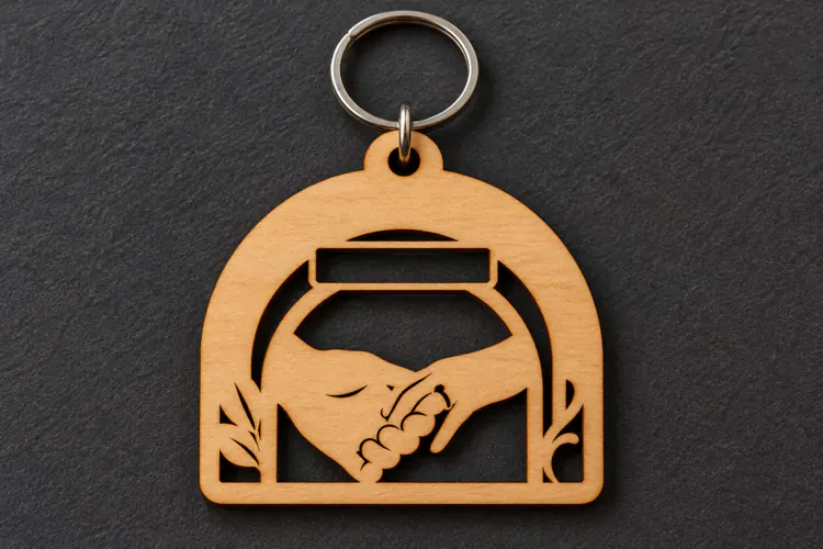 Arch Holding Hands Nature Foliage Keychain Laser Cut SVG