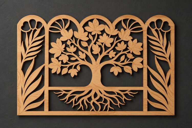 Rectangle Tree of Life Architectural Panel Laser Cut SVG example image 1