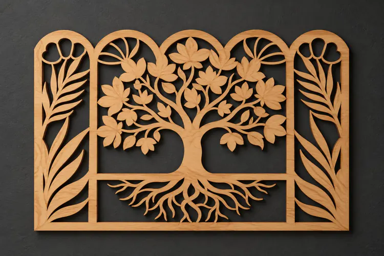 Rectangle Tree of Life Architectural Panel Laser Cut SVG