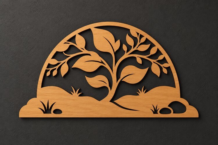 Dome Tree Botanical Nature Landscape Laser Cut SVG, Scenic example image 1