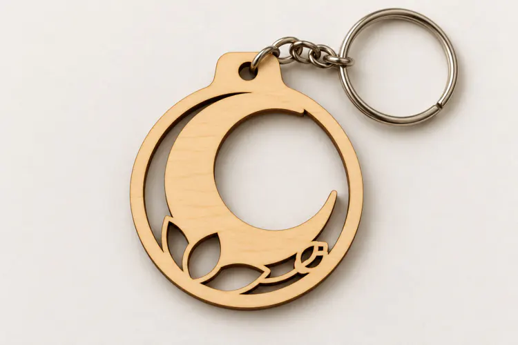 Rectangle Celestial Sun Moon Wooden Keychain Laser Cut SVG,
