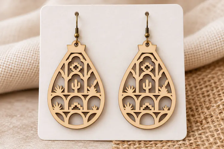 Bell Lotus Floral Wooden Earrings Laser Cut SVG, Botanical