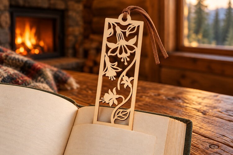 Long Drop Floral Bookmark Laser Cut SVG, Botanical Page Mark example image 1