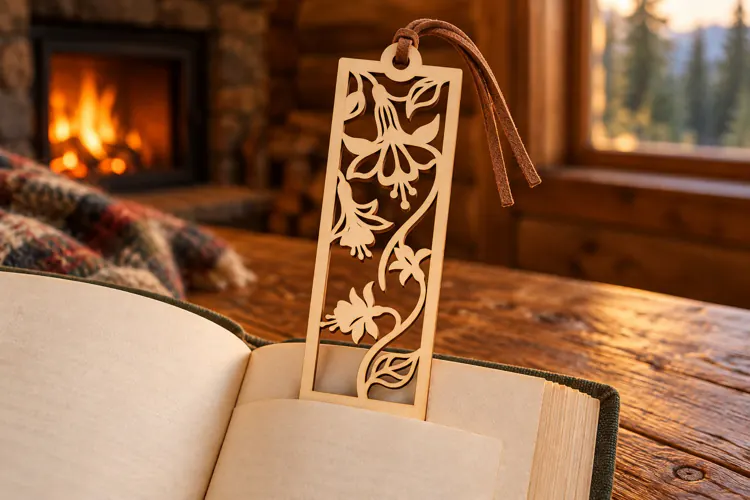 Long Drop Floral Bookmark Laser Cut SVG, Botanical Page Mark