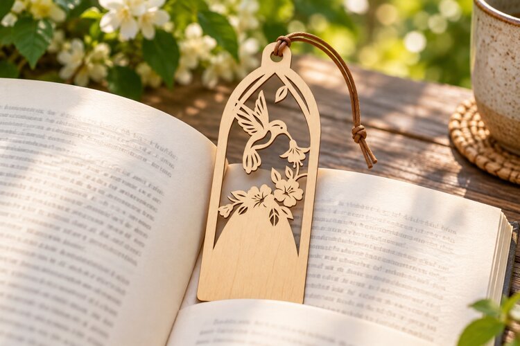 Arch Hummingbird Floral Bookmark Laser Cut SVG, Botanical example image 1