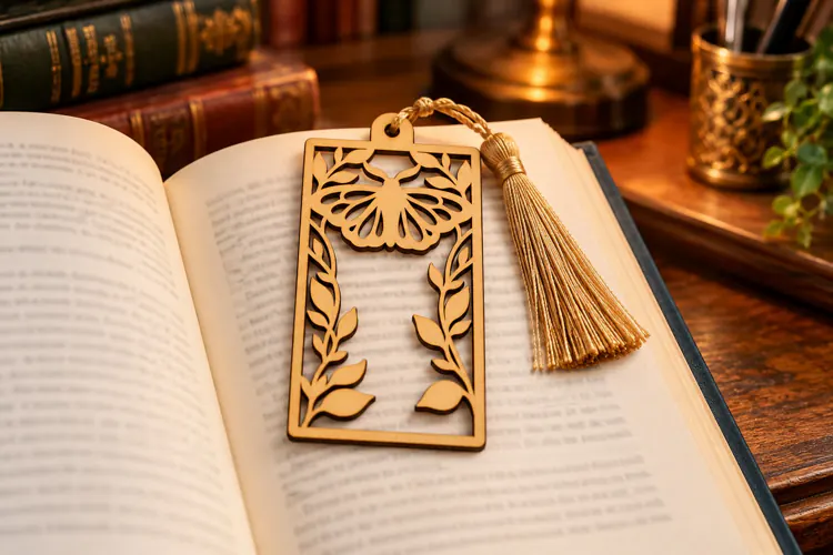 Rectangle Butterfly Botanical Bookmark Laser Cut SVG, Page