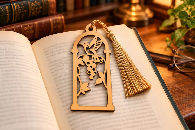 Arch Hummingbird Floral Bookmark Laser Cut SVG, Botanical