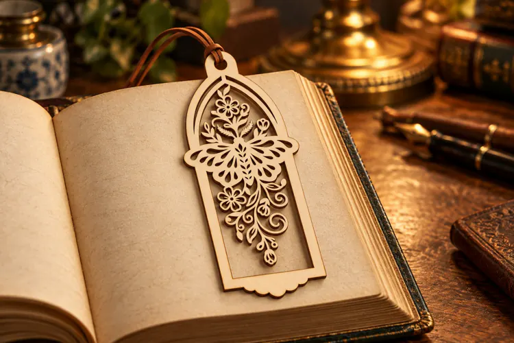 Arch Butterfly Botanical Bookmark Laser Cut SVG, Page Marker