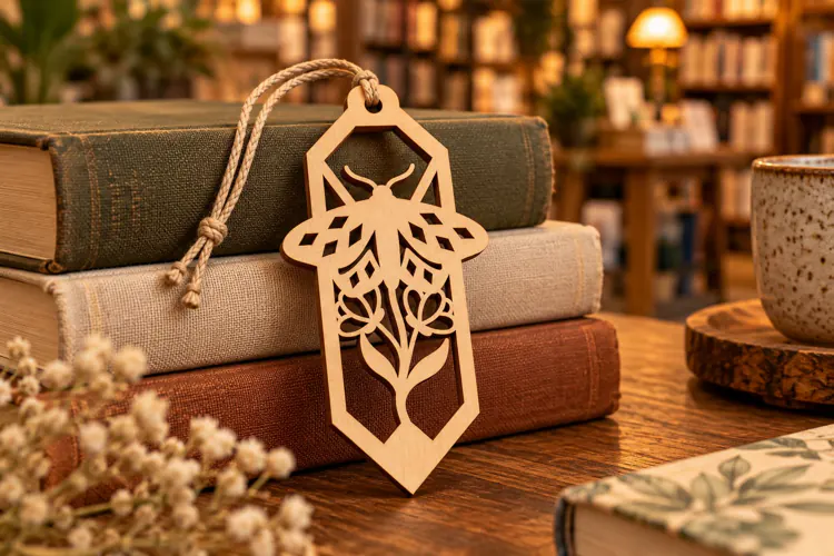 Hexagon Butterfly Botanical Bookmark Laser Cut SVG, Page