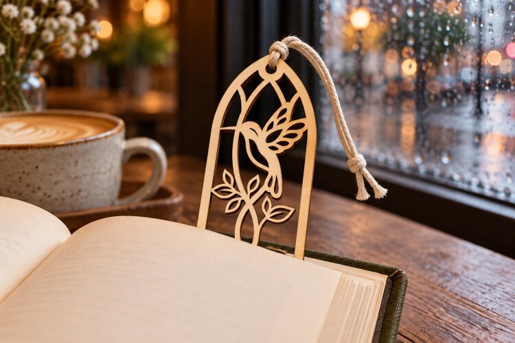 Long Hummingbird Floral Bookmark Laser Cut SVG, Botanical example image 1