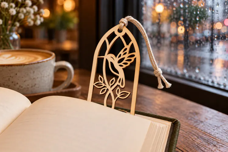 Long Hummingbird Floral Bookmark Laser Cut SVG, Botanical