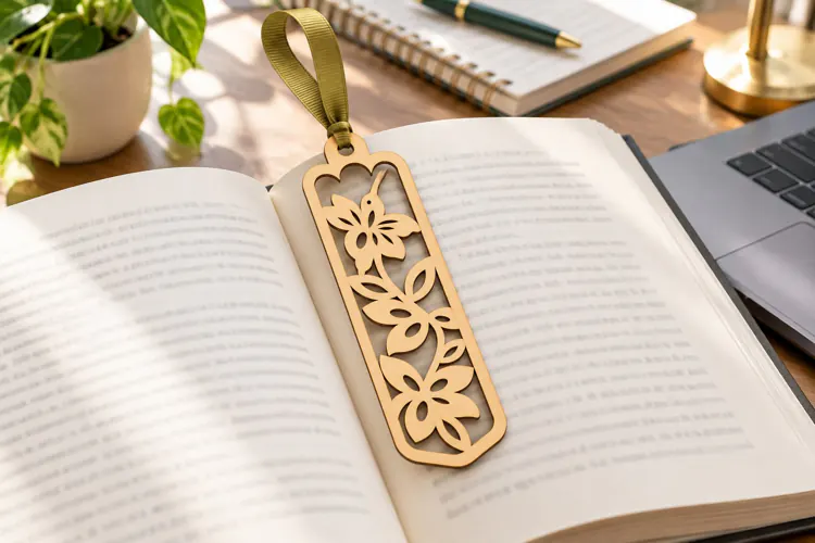 Rectangle Floral Botanical Bookmark Laser Cut SVG, Page Mark