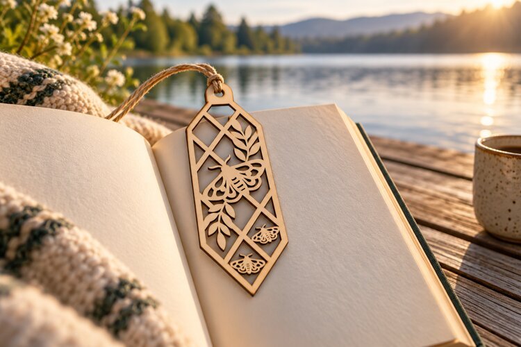 Hexagon Butterfly Floral Bookmark Laser Cut SVG, Botanical example image 1