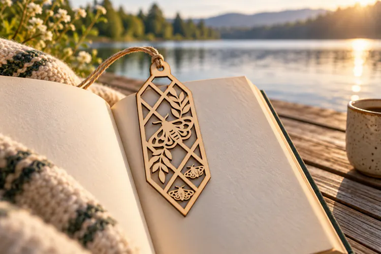Hexagon Butterfly Floral Bookmark Laser Cut SVG, Botanical