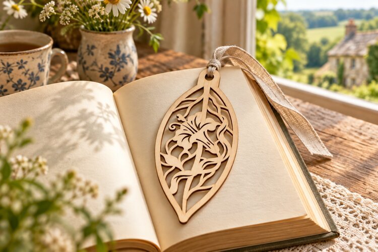 Leaf Butterfly Botanical Bookmark Laser Cut SVG, Page Marker example image 1