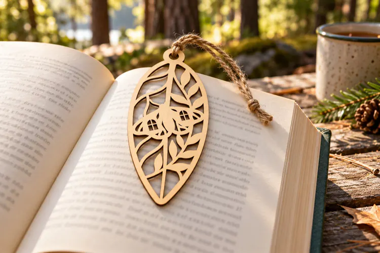 Leaf Hummingbird Botanical Bookmark Laser Cut SVG, Page Mark