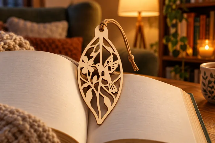 Leaf Hummingbird Botanical Bookmark Laser Cut SVG, Page Mark