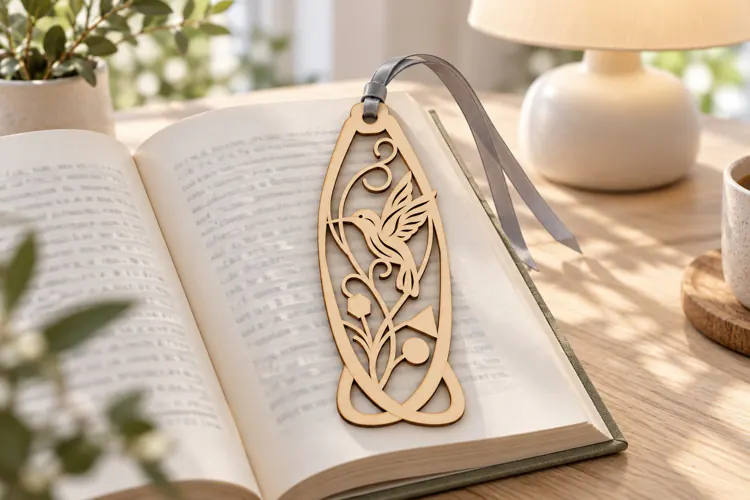 Oval Hummingbird Floral Bookmark Laser Cut SVG, Botanical