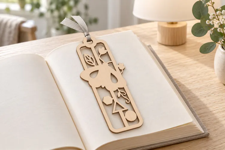 Rectangle Animal Silhouette Botanical Bookmark Laser Cut SVG