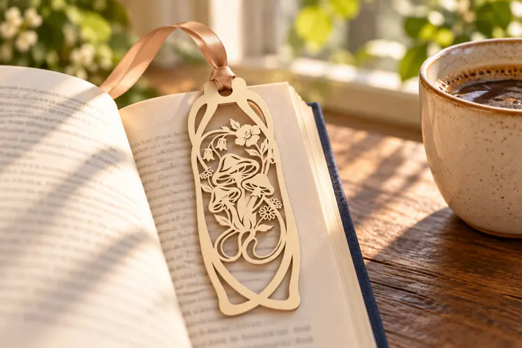 Oval Mushroom Botanical Bookmark Laser Cut SVG, Page Marker