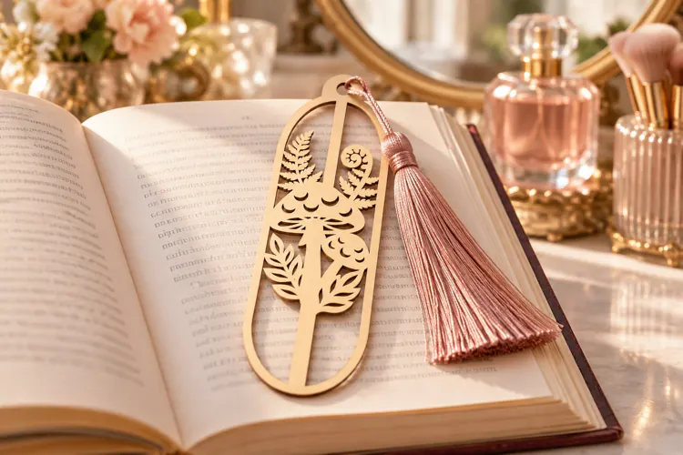 Oval Floral Botanical Bookmark Laser Cut SVG, Page Marker
