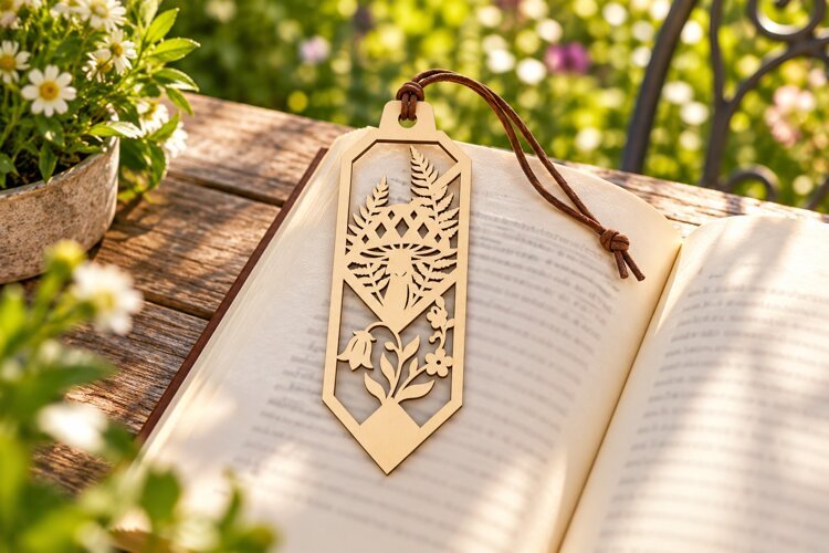 Long Drop Mushroom Floral Bookmark Laser Cut SVG, Botanical example image 1