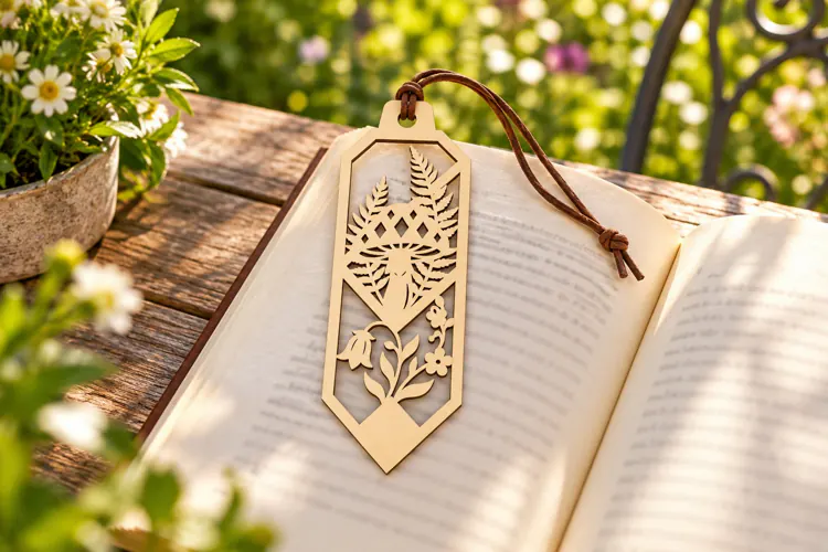 Long Drop Mushroom Floral Bookmark Laser Cut SVG, Botanical