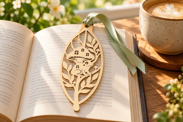 Leaf Mushroom Botanical Bookmark Laser Cut SVG, Page Marker
