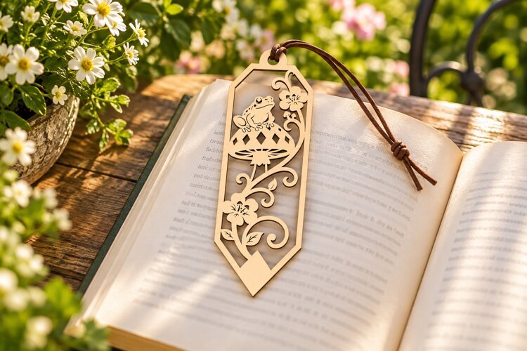 Long Drop Nature Forest House Bookmark Laser Cut SVG, Page example image 1