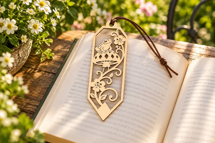 Long Drop Nature Forest House Bookmark Laser Cut SVG, Page