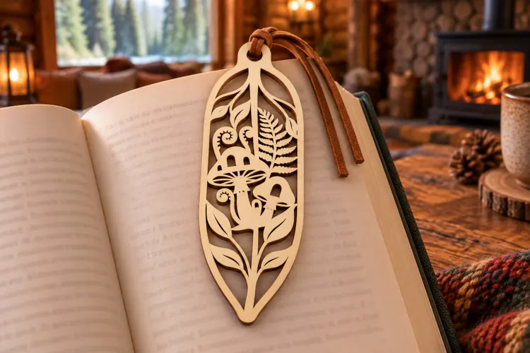 Leaf Mushroom Botanical Bookmark Laser Cut SVG, Page Marker