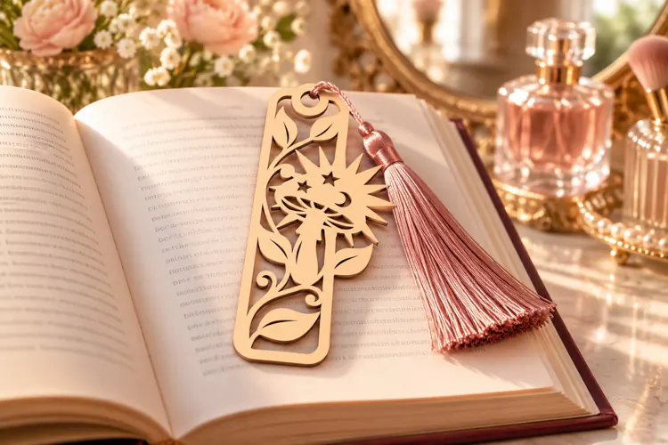 Rectangle Mushroom Floral Bookmark Laser Cut SVG, Page Marke