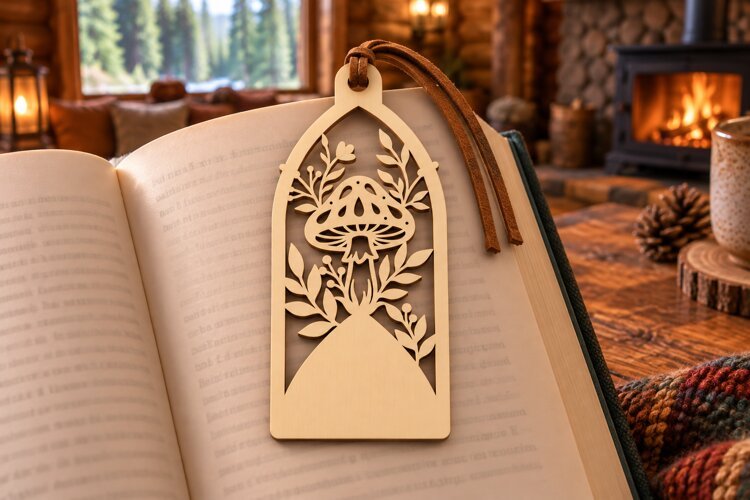 Arch Mushroom Botanical Bookmark Laser Cut SVG, Page Marker example image 1