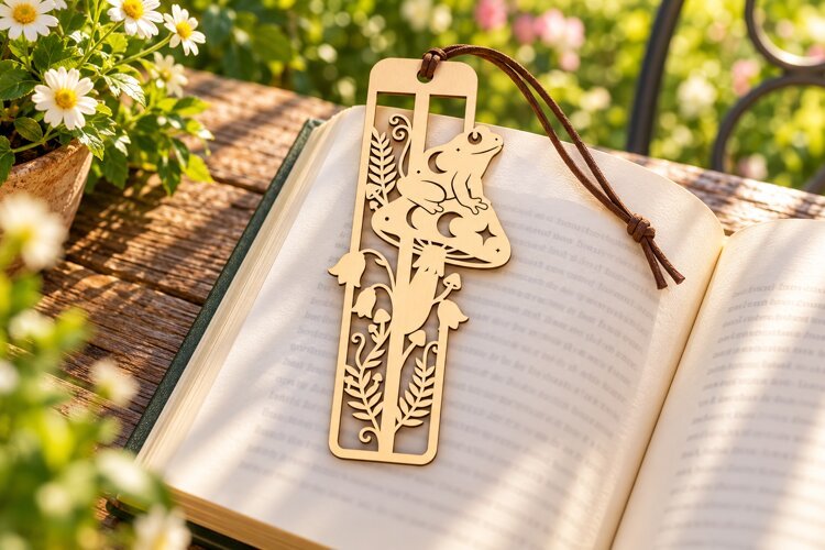 Rectangle Mushroom Botanical Bookmark Laser Cut SVG, Page example image 1