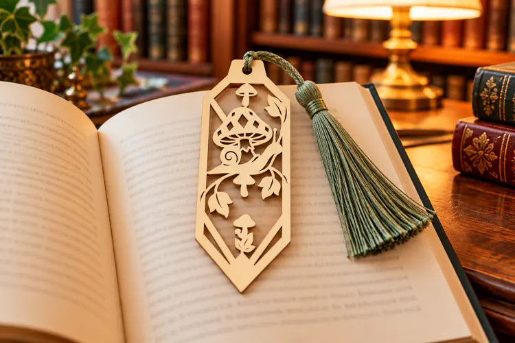 Long Hexagon Mushroom Botanical Bookmark Laser Cut SVG