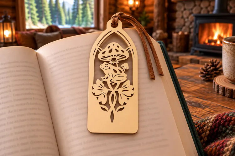 Rectangle Nature Forest Mushroom Bookmark Laser Cut SVG, Pag