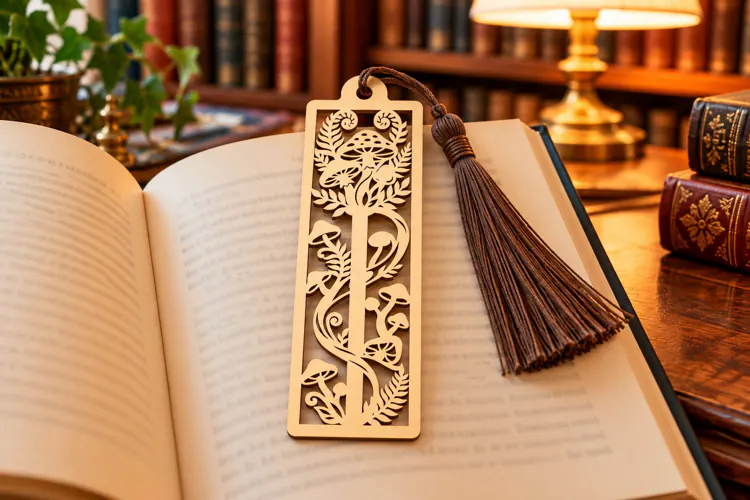 Rectangle Nature Forest Floral Bookmark Laser Cut SVG, Page
