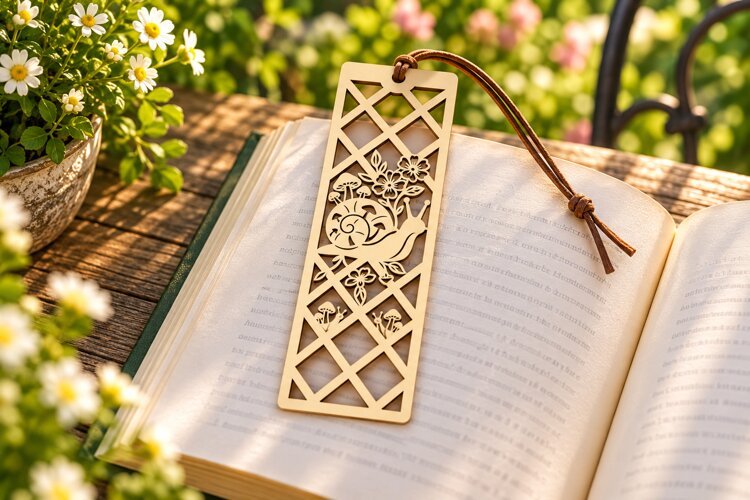Rectangle Nature Forest Butterfly Bookmark Laser Cut SVG, example image 1