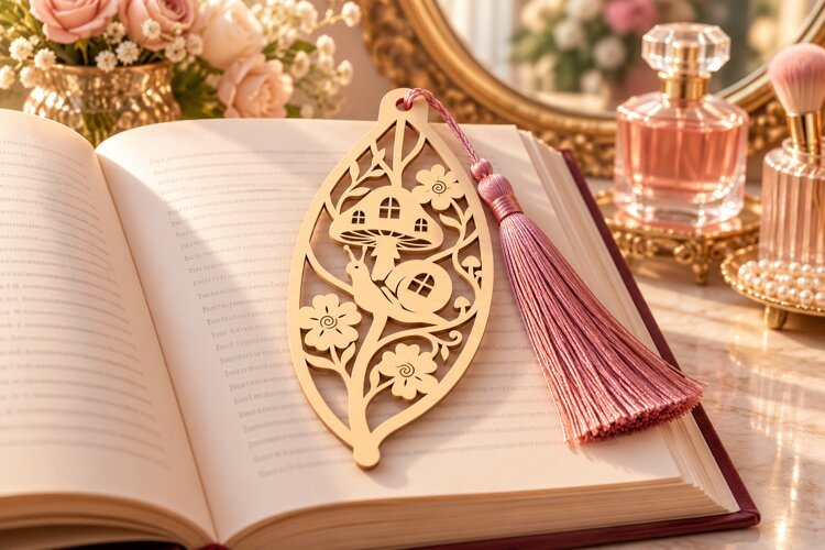Leaf Nature Forest Mushroom Bookmark Laser Cut SVG, Page example image 1