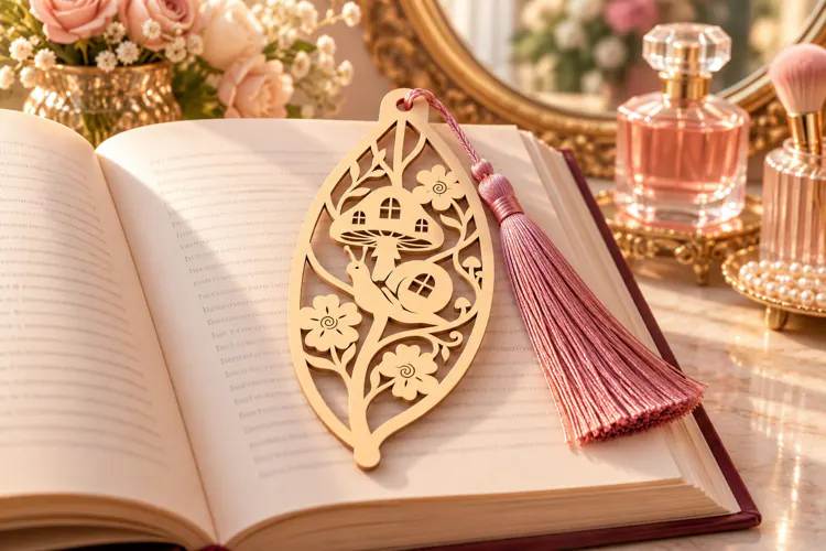 Leaf Nature Forest Mushroom Bookmark Laser Cut SVG, Page