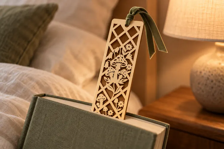 Rectangle Nature Forest Floral Bookmark Laser Cut SVG, Page