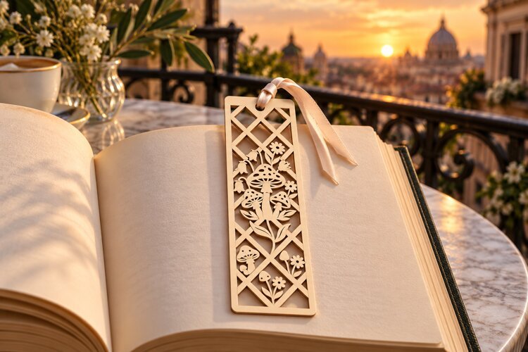 Rectangle Nature Forest Tree Bookmark Laser Cut SVG, Page Ma example image 1