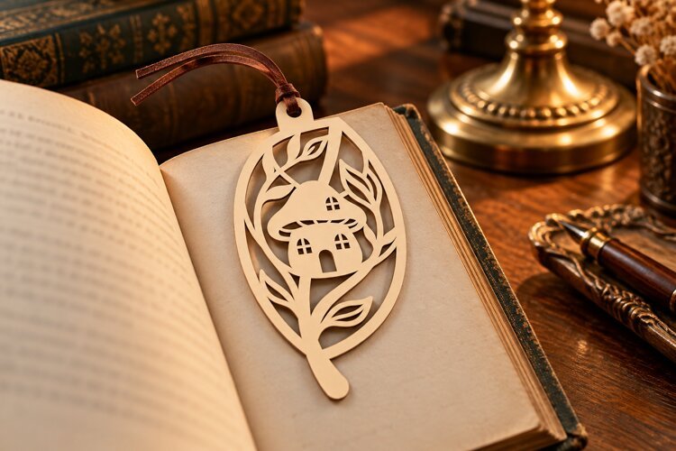 Leaf Nature Forest House Bookmark Laser Cut SVG, Page Marker example image 1