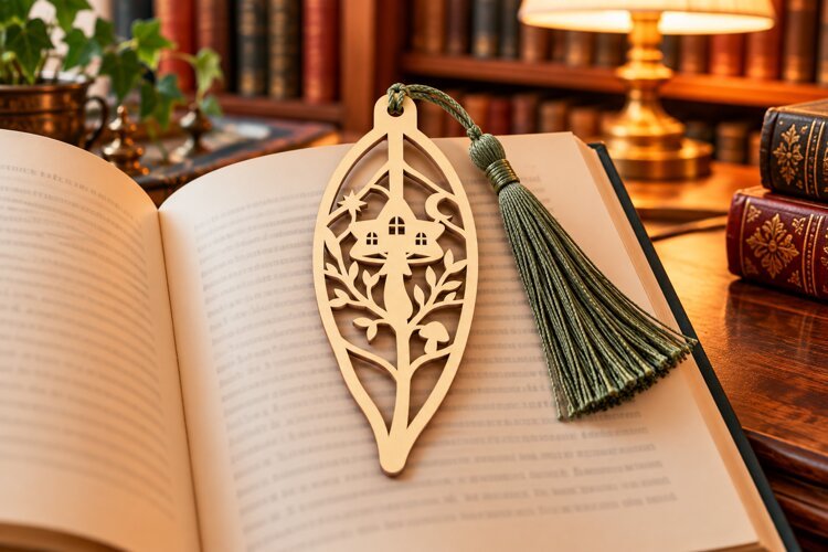 Leaf Nature Forest Mushroom Bookmark Laser Cut SVG, Page Mar example image 1