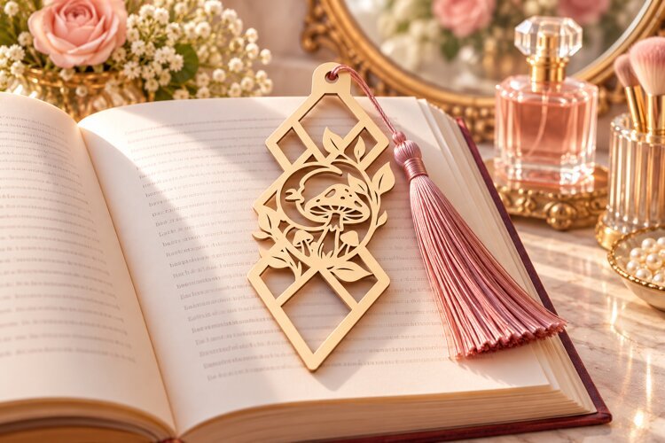 Diamond Nature Forest Floral Bookmark Laser Cut SVG, Geometr example image 1