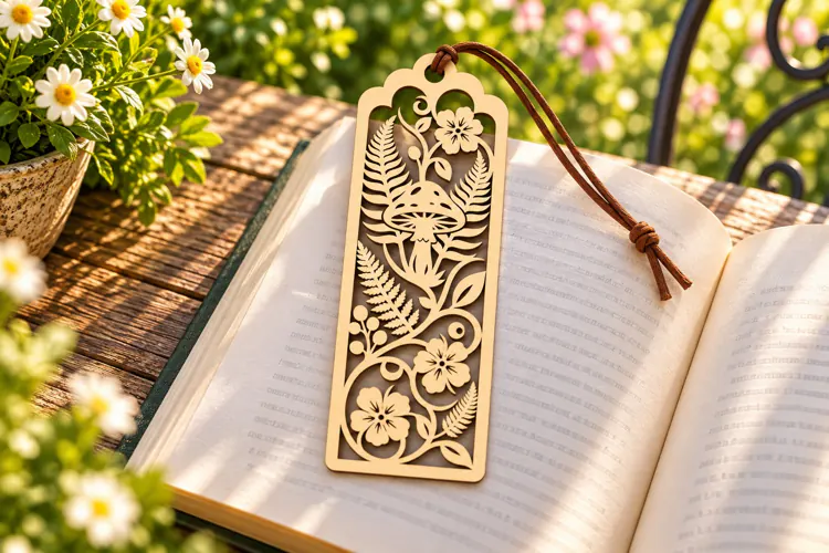 Rectangle Nature Forest Floral Bookmark Laser Cut SVG, Page
